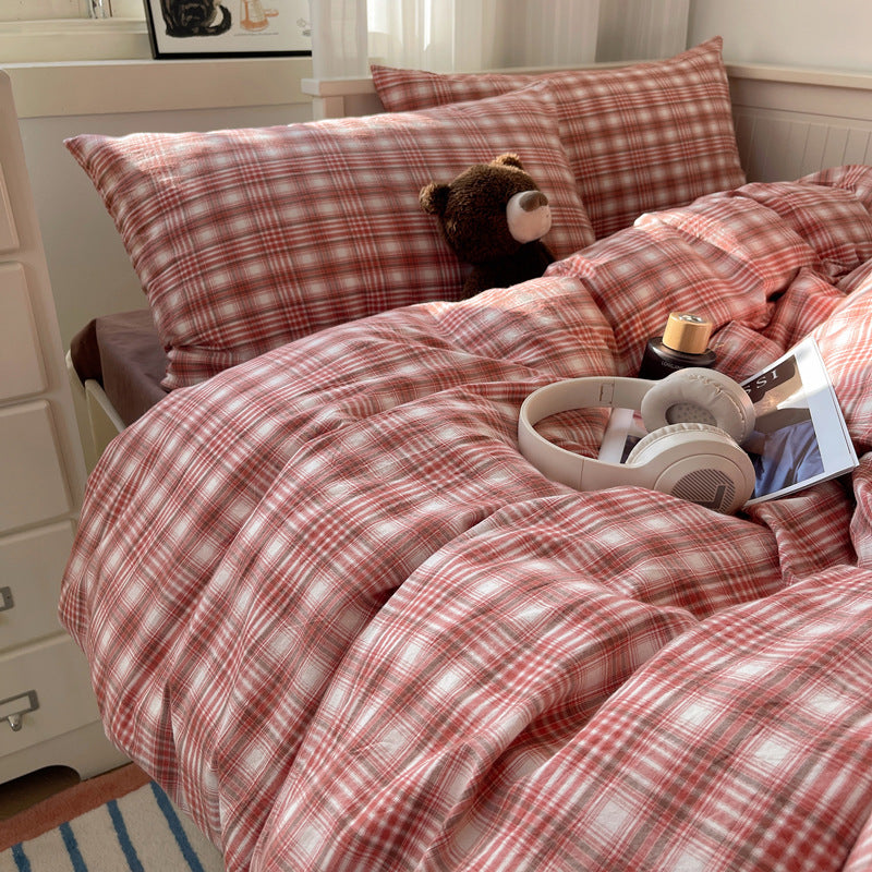 Plaid Cotton Bedding Suit