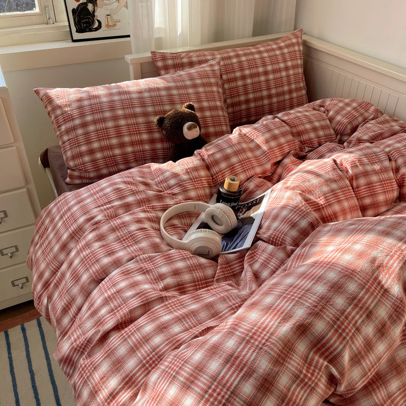 Plaid Cotton Bedding Suit