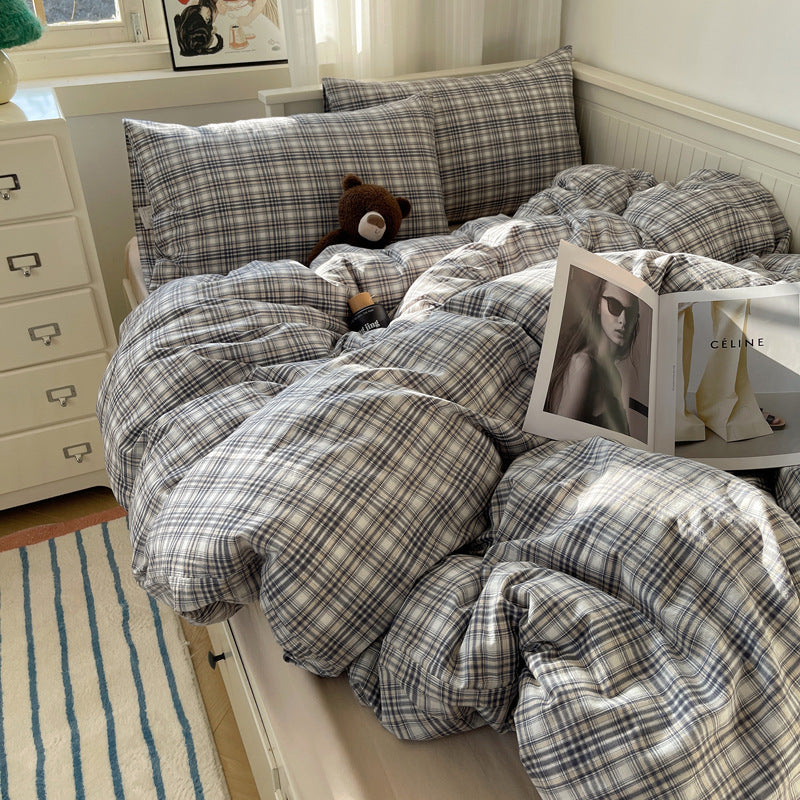 Plaid Cotton Bedding Suit